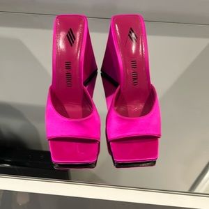 Hot  pink satin stunning heels worn twice.